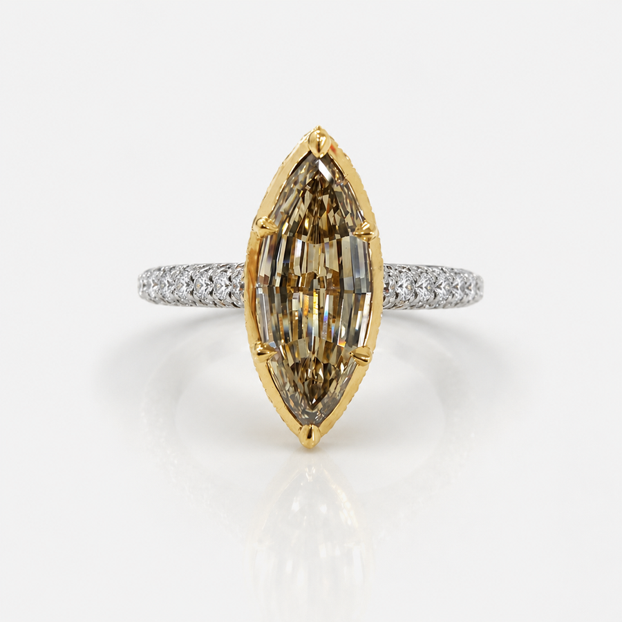2.02ct Champagne Step-Cut Marquise Diamond Ring