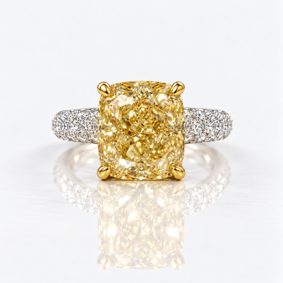 4.09ct Fancy Light Yellow Cushion Diamond Ring VS1 GIA