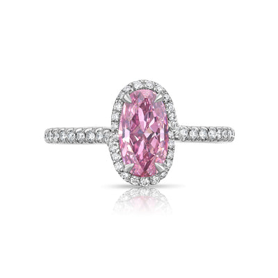 1.04ct Fancy Vivid Purple Pink Oval VS2 GIA Ring