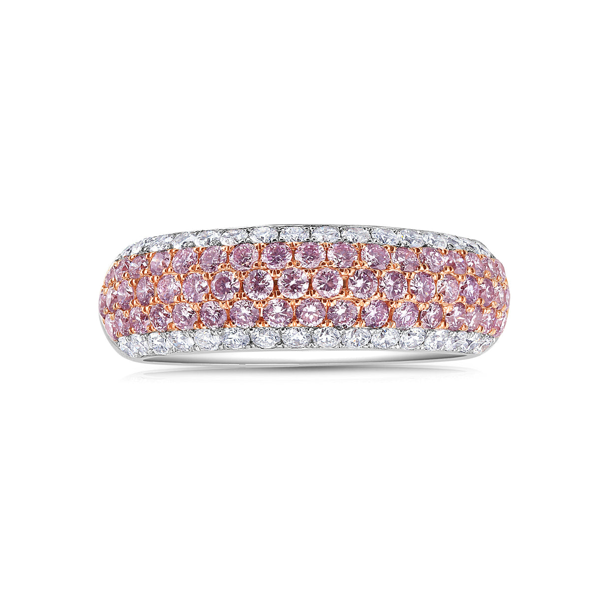 1.23ctw Pink & White Diamond Five Row  Half Eternity Ring