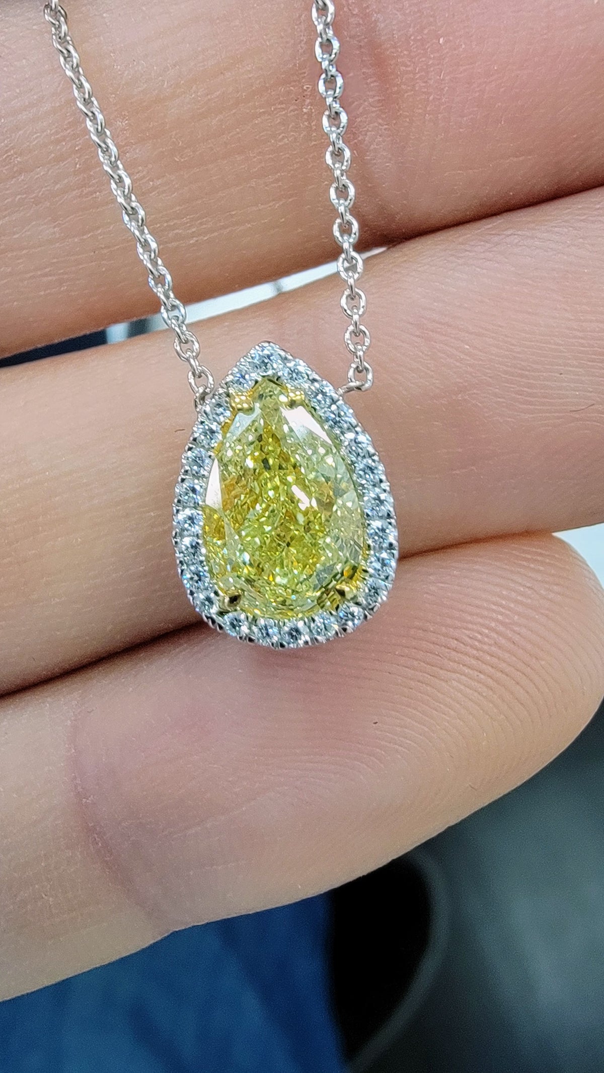 2.02ct Fancy Yellow Pear Diamond Pendant SI1 GIA