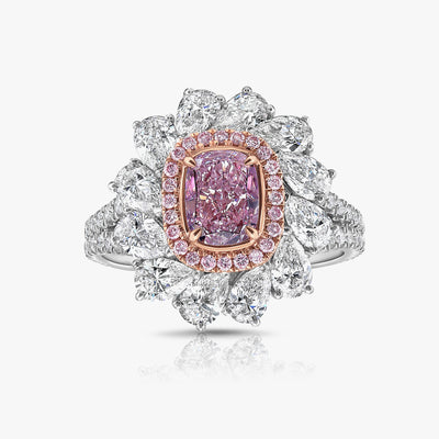 1.05ct Light Pink Elongated Cushion SI2 GIA Cocktail Ring