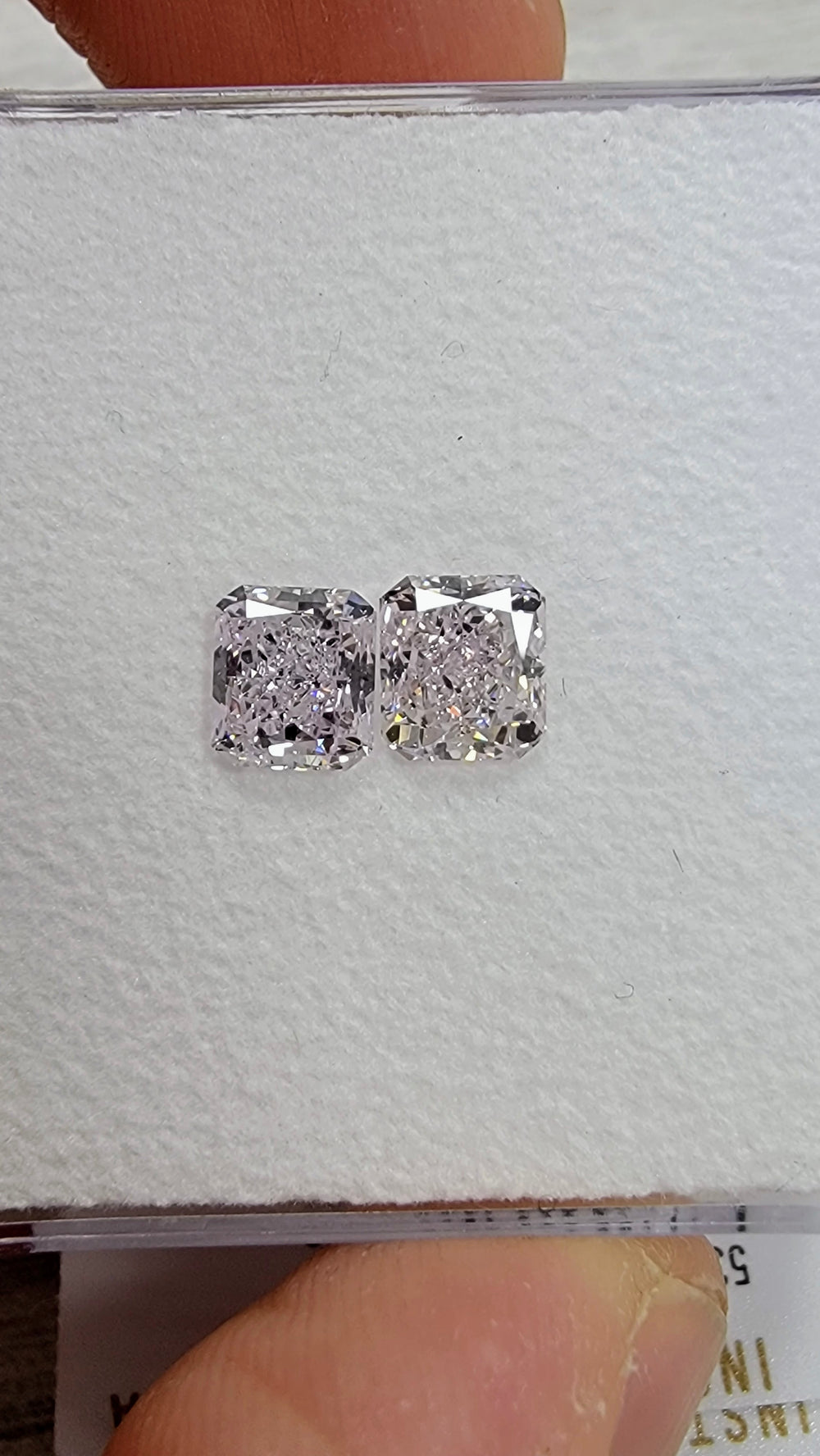 0.76ct & 0.80ct Light Pink Radiant Diamonds VS GIA