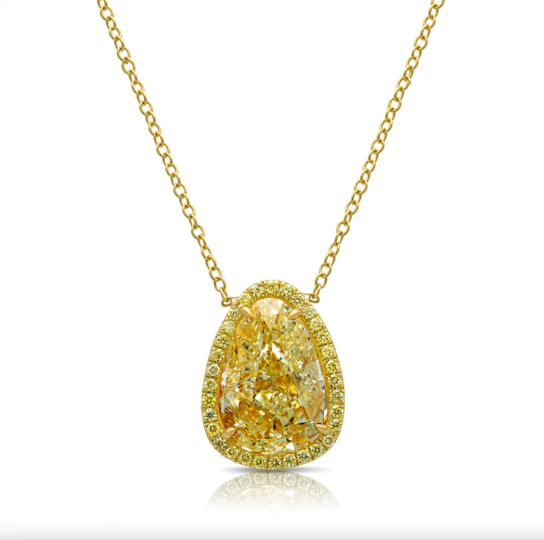 10.01ct Light Yellow Pear Diamond Pendant GIA