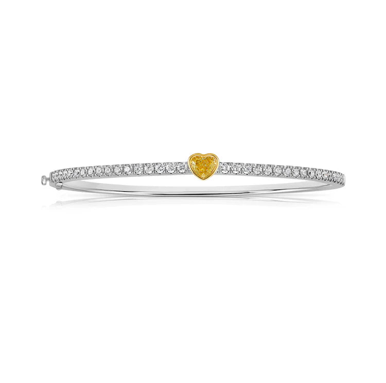 0.91ct Light Yellow Heart-Shape Diamond Bangle