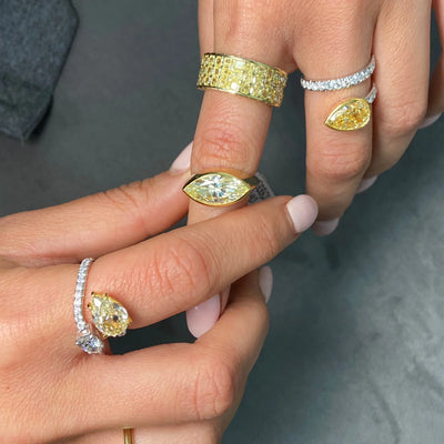 3.39ct Fancy Yellow Marquise VS2 GIA Bezel Ring