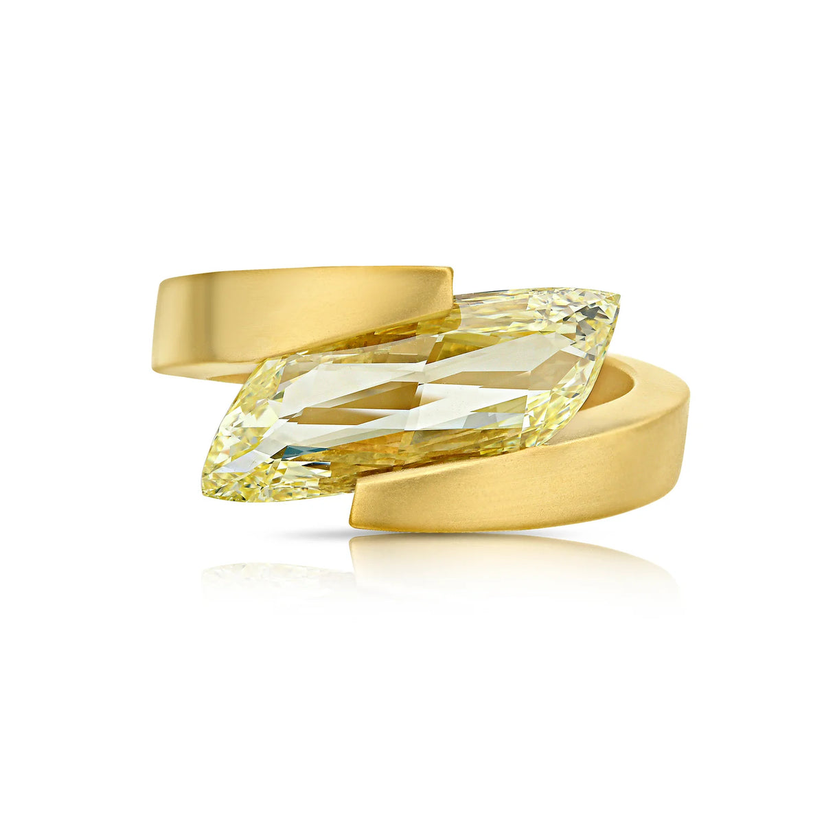 3.07ct Fancy Yellow FLAME Cut Dimaond Ring VVS1 GIA