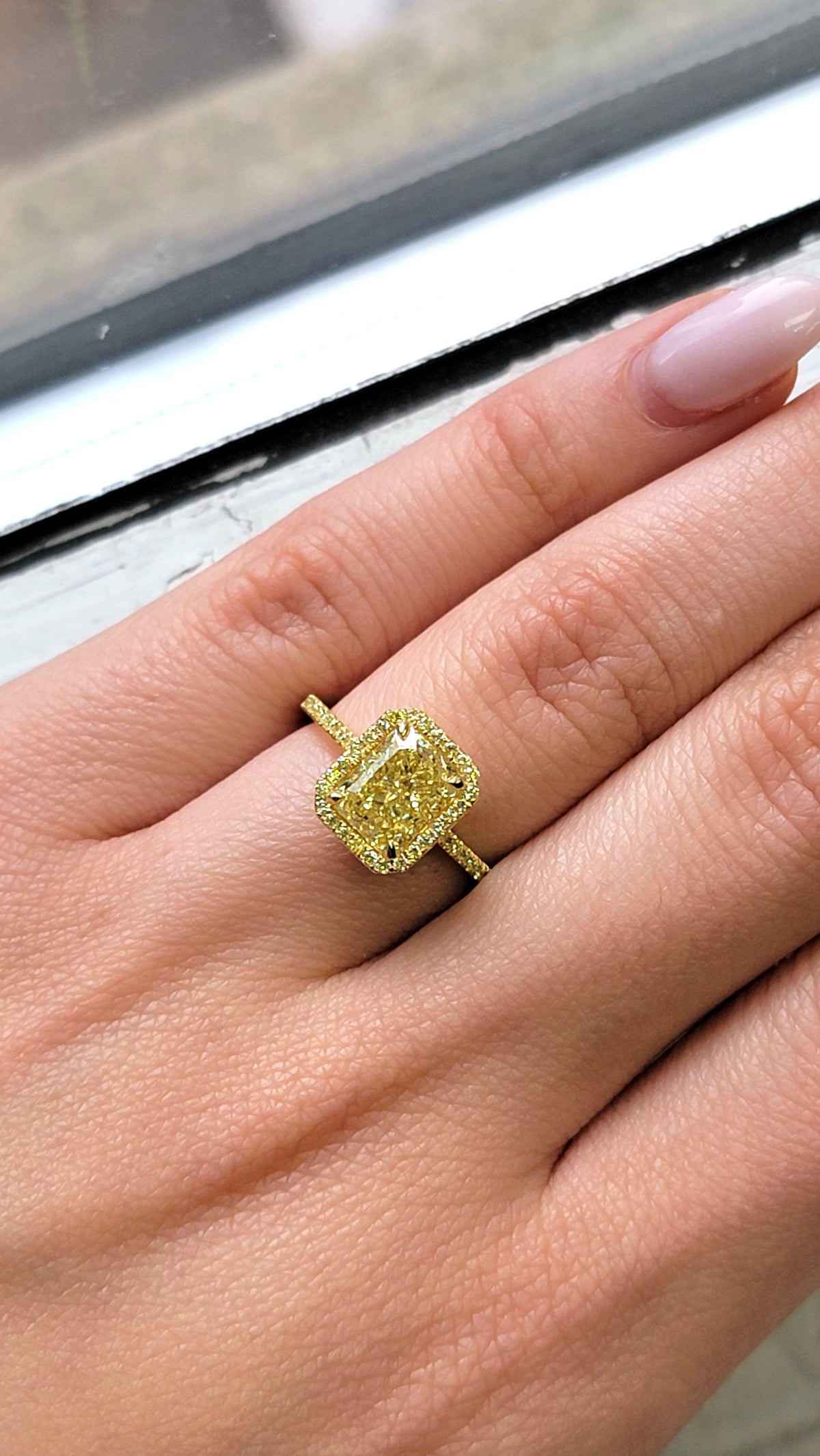 2.03 Light Yellow Radiant Diamond Ring VS1 GIA