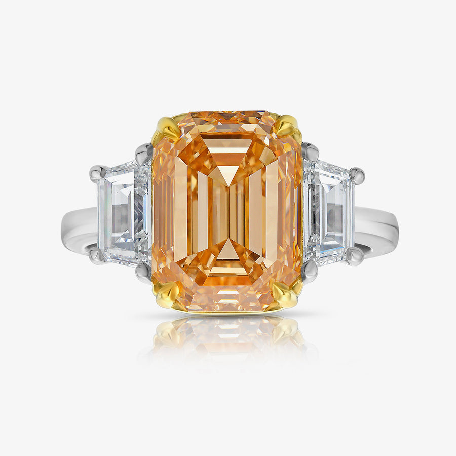 3.01ct Light Brown Emerald-Cut Diamond Ring VS1 GIA