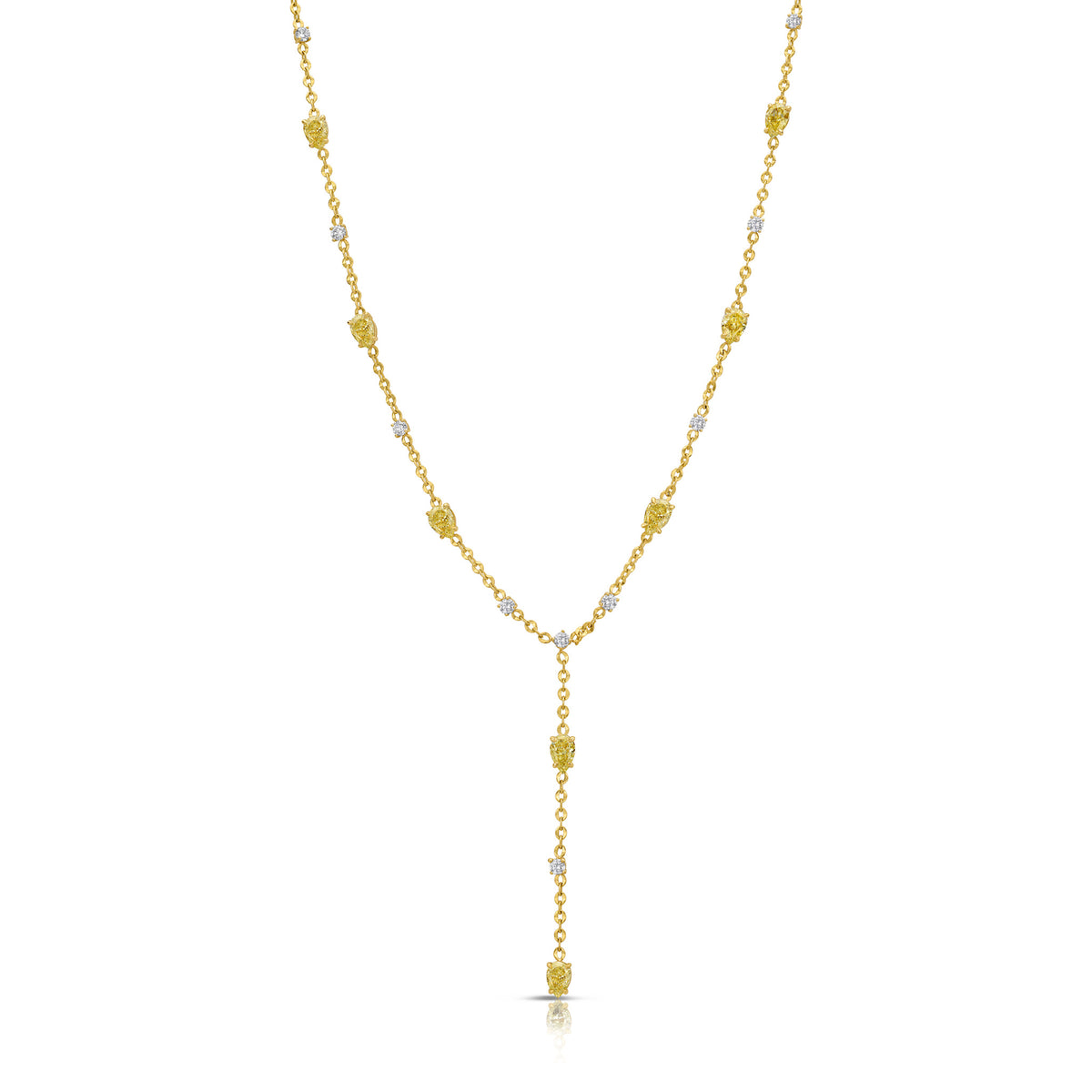8.54ctw Fancy Yellow Pear Diamond Lariat Necklace