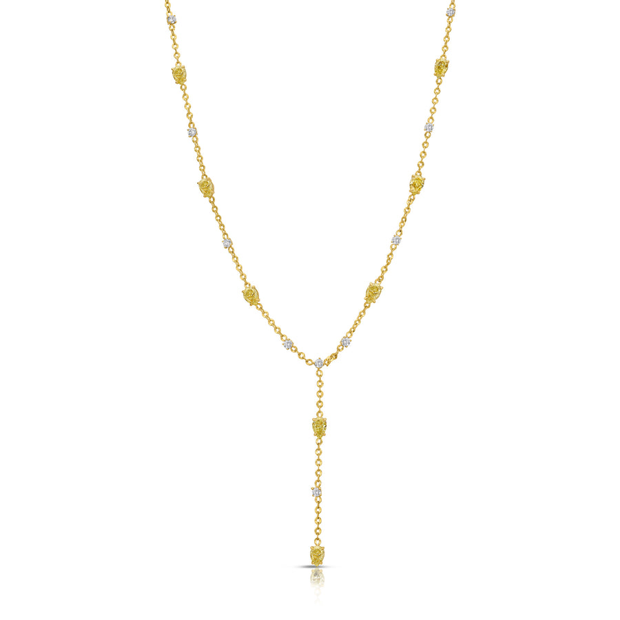 8.54ctw Fancy Yellow Pear Diamond Lariat Necklace