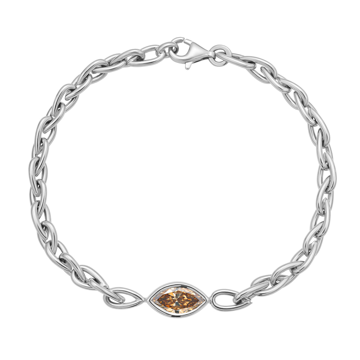 2.02ct Fancy Deep Brown-Yellow Marquise Diamond Chain Bracelet VS1 GIA
