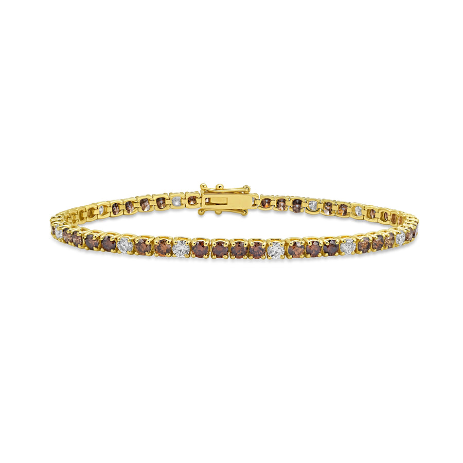 5.97ctw Champagne & Colorless Diamond Tennis Bracelet