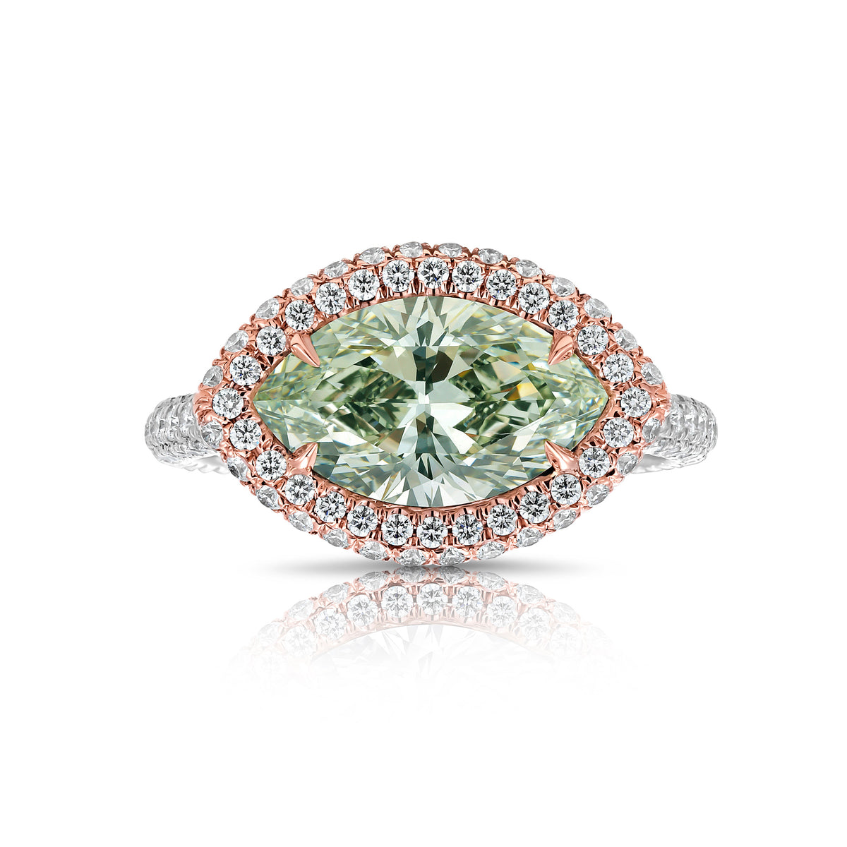 2.00ct East-West Fancy Light Green-Yellow Marquise Diamond Ring VS2 GIA