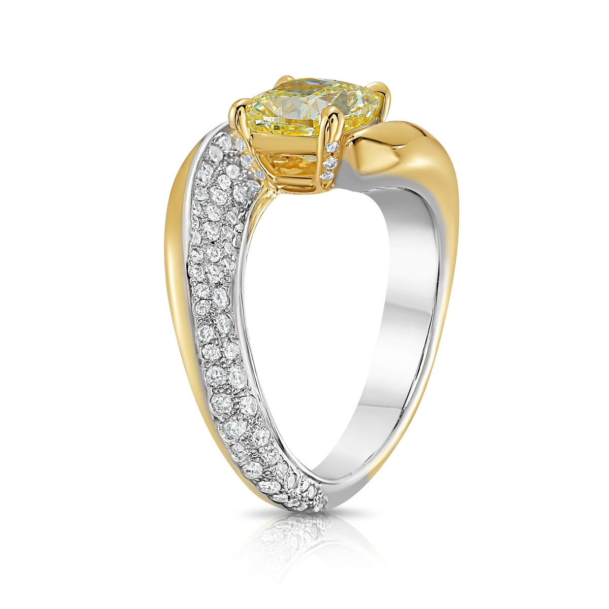 2.06ct Fancy Light Yellow Cushion Diamond Ring VS1 GIA