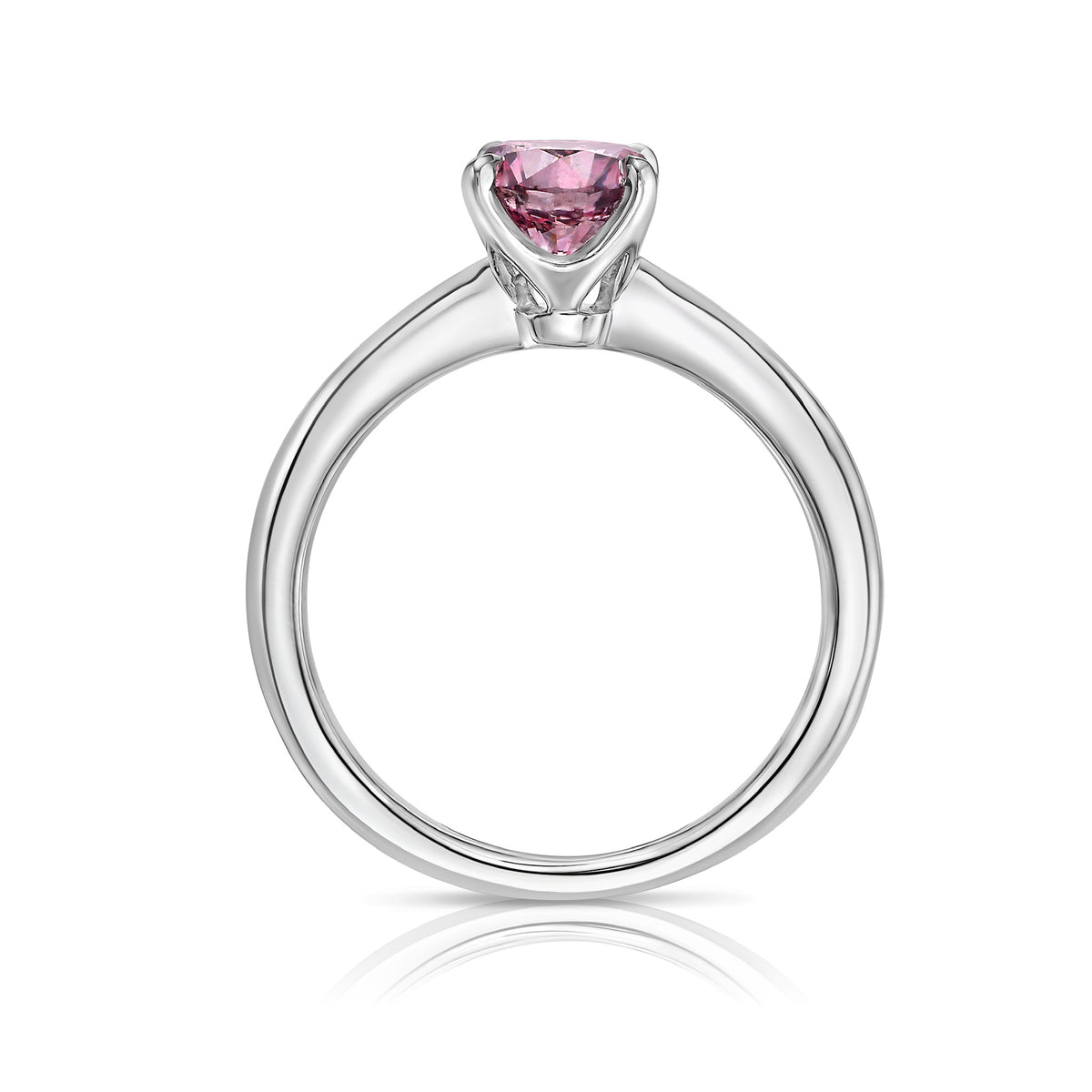 1.00ct Fancy Intense Pink Round Diamond Ring I1 GIA