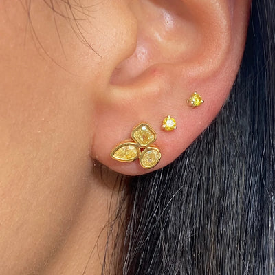 Three Stone Bezel Earrings