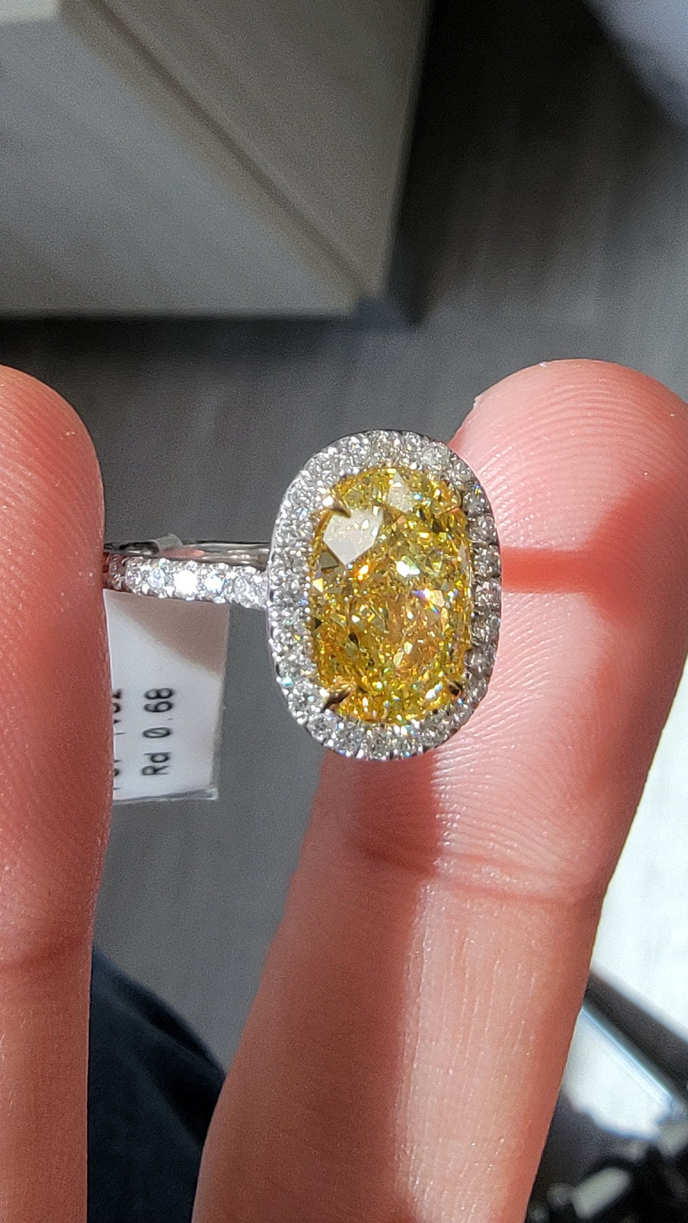 3.03ct Fancy Yellow Oval VS2 GIA Ring
