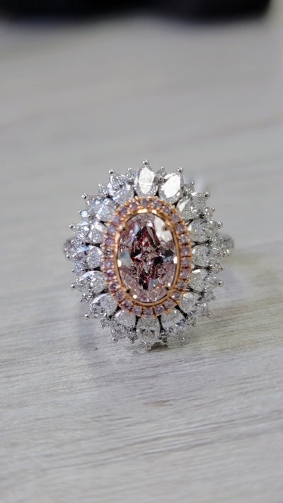 1.60ct Light Pinkish Brown Oval SI1 GIA Cocktail Ring