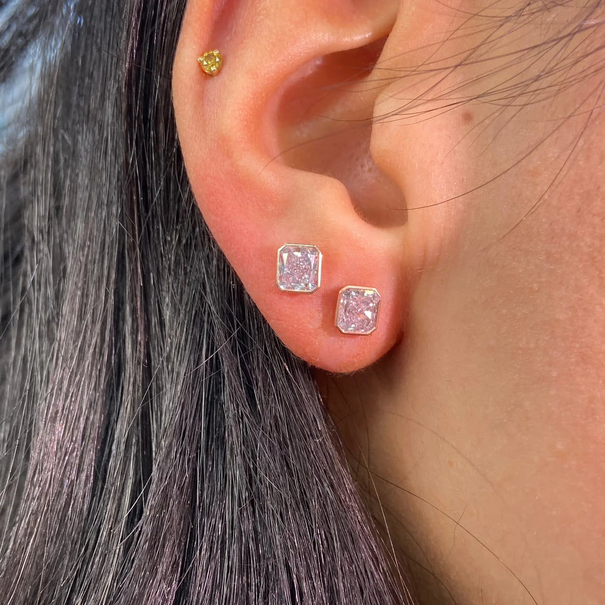 0.80ct & 0.76ct Bezel Pink Diamond Stud Earrings GIA
