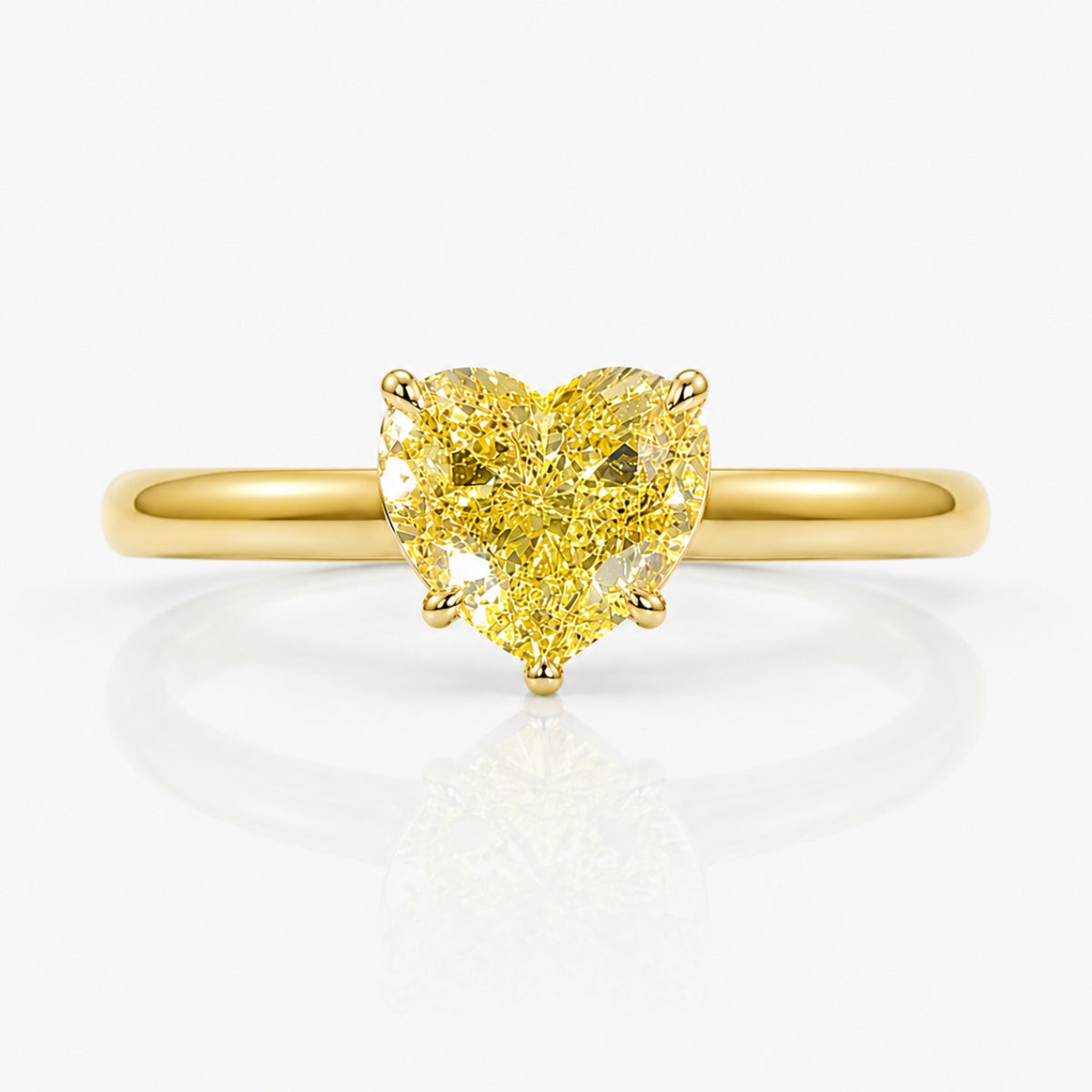 3.00ct Fancy Yellow Heart Diamond Ring SI2 GIA