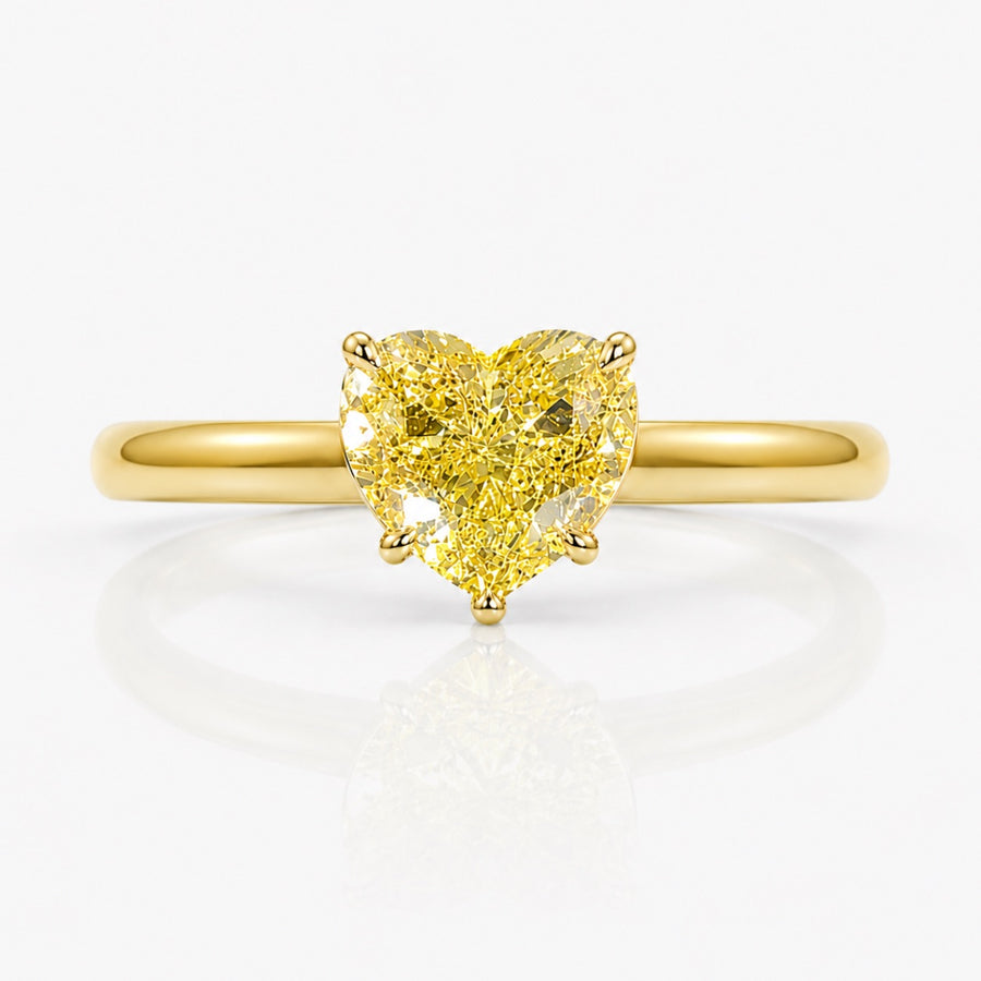 3.00ct Fancy Yellow Heart Diamond Ring SI2 GIA
