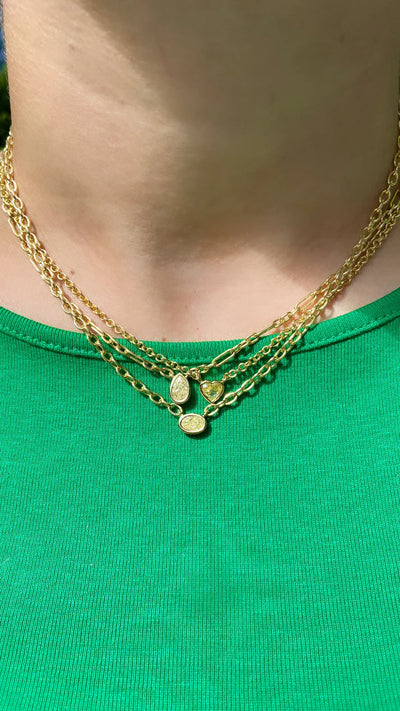 Pear Yellow Diamond Solitaire Bezel Chain Pendant