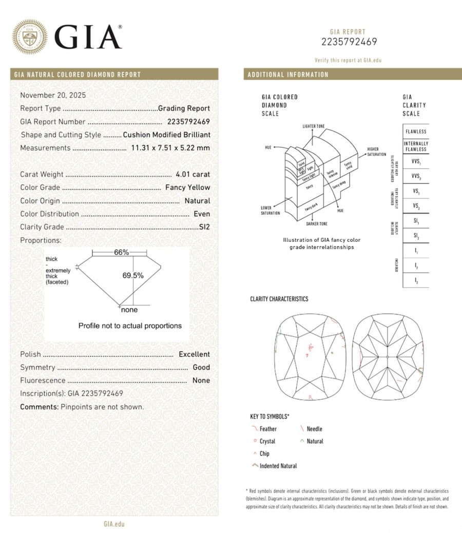 1.02ct & 1.02ct Fancy Vivid Yellow Cushion Diamonds GIA