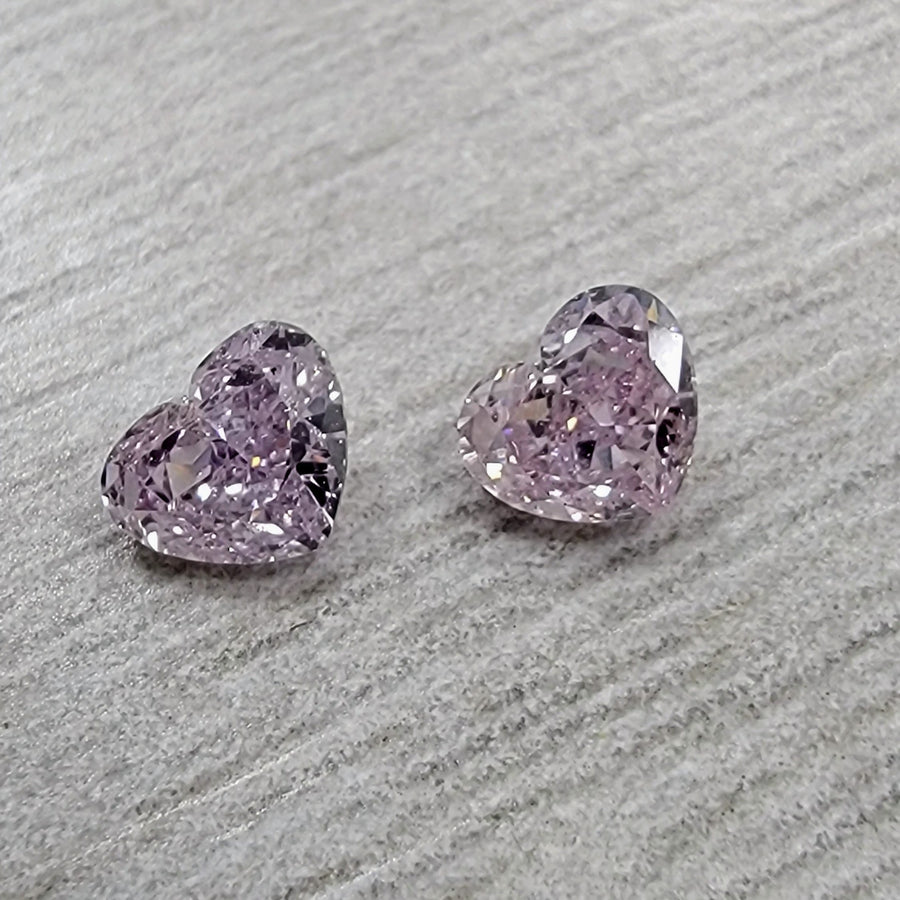 0.25ct & 0.25ct Fancy Light Purplish Pink Heart Diamonds GIA