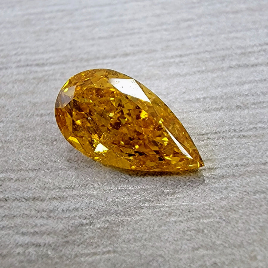 1.01ct Fancy Intense Orange Yellow Pear Diamond SI2 GIA