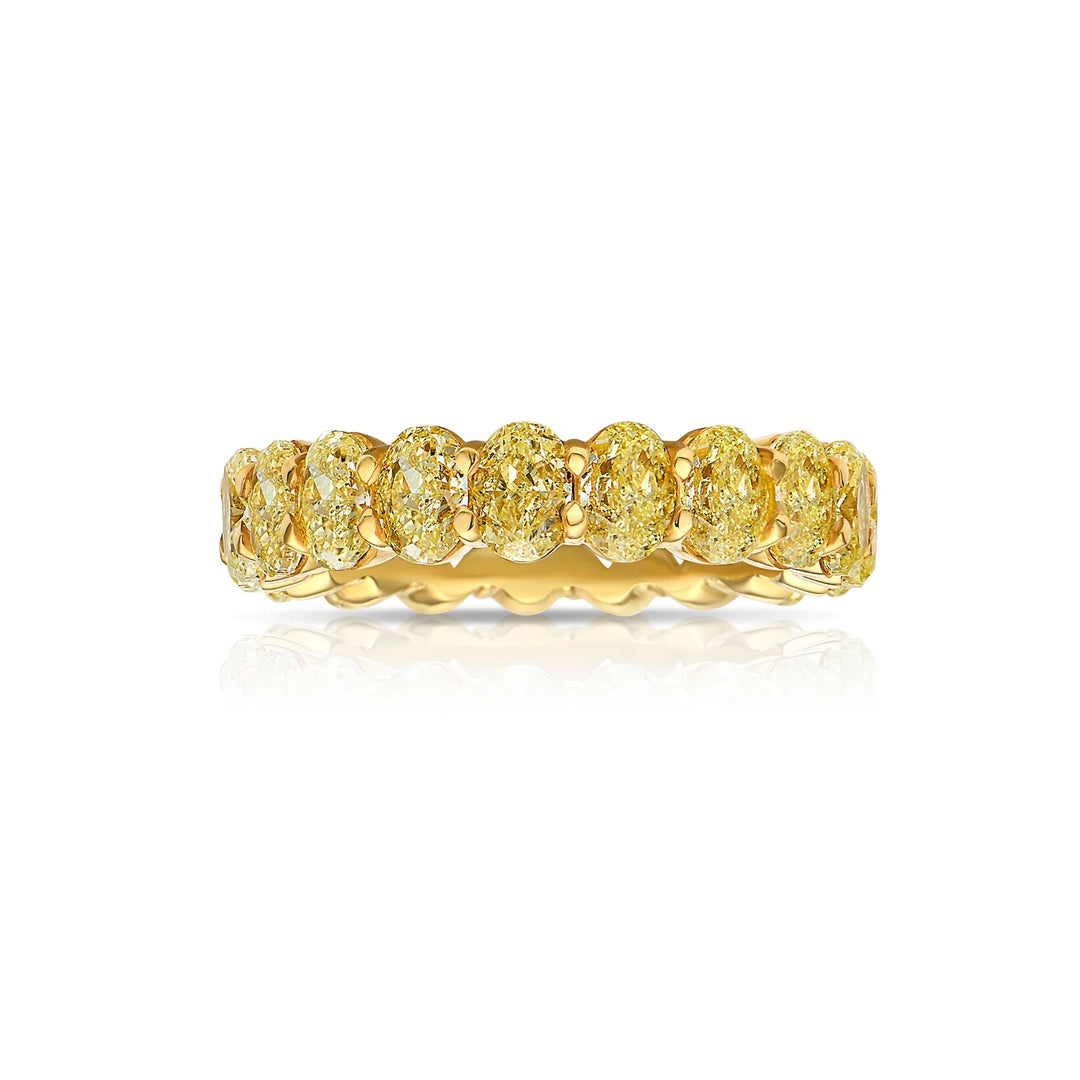 Yellow Oval Diamond Eternity Band in 18k Yellow Gold available in multiple carat weights