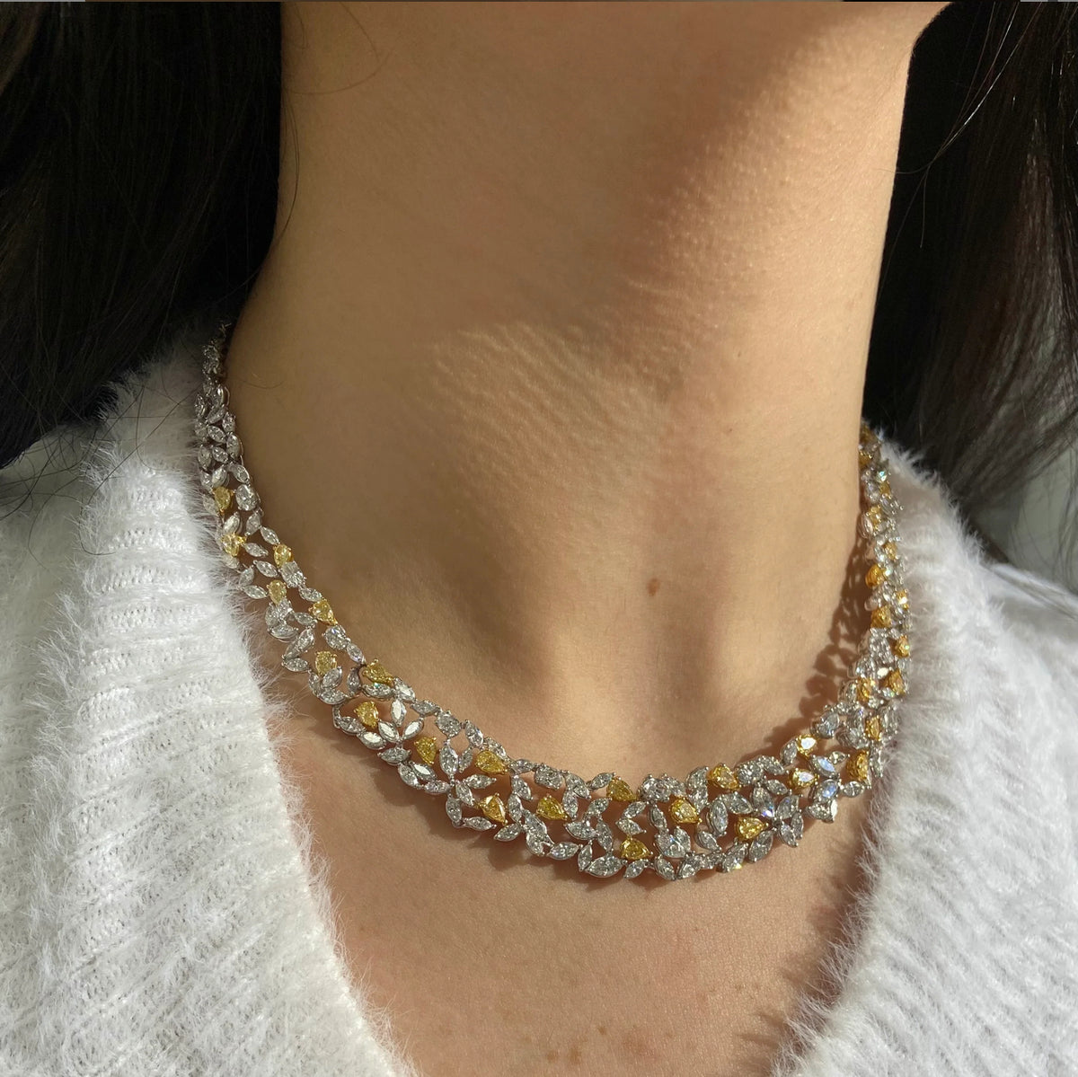23ct Yellow Diamond & White Diamond Necklace