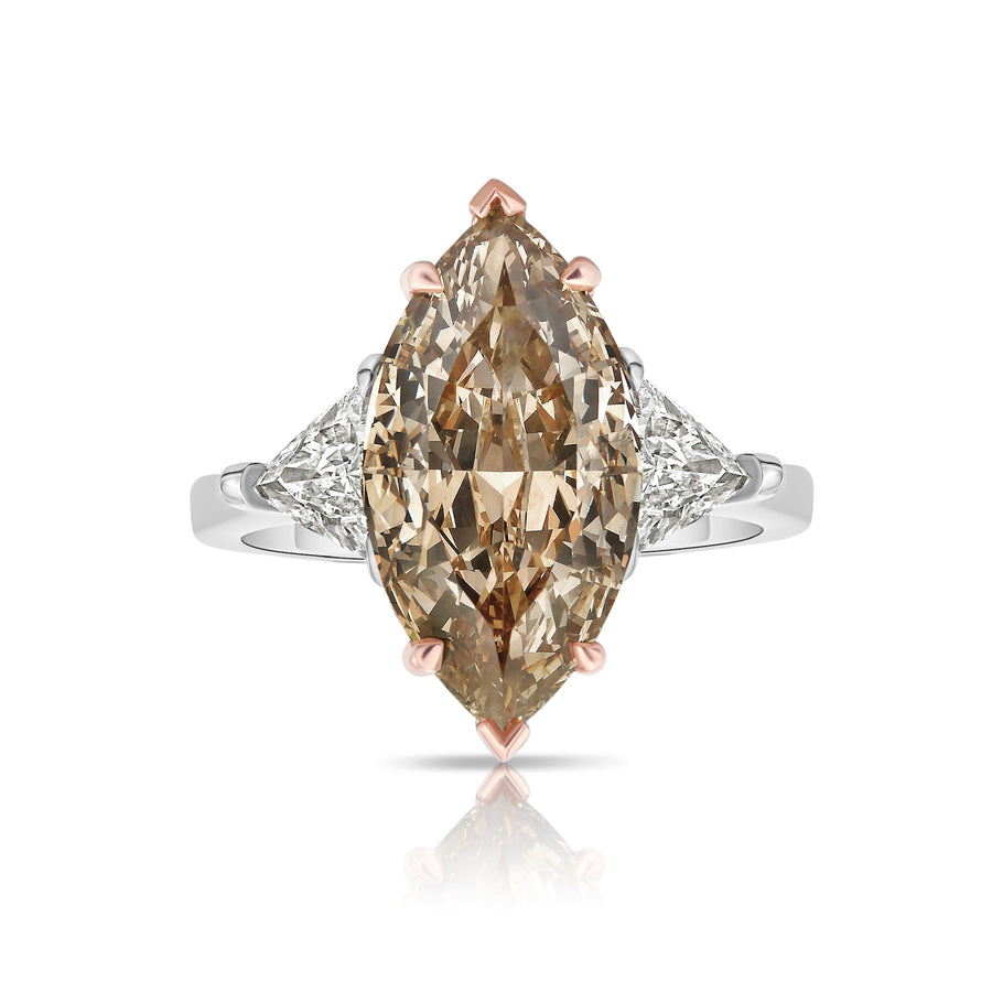 5.03ct Marquise Fancy Brown Diamond Ring VS2 GIA
