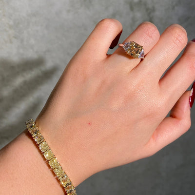 3.60ct Fancy Yellow Asscher Cut SI1 GIA Ring