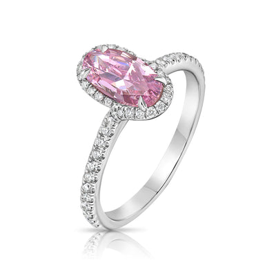 1.04ct Fancy Vivid Purple Pink Oval VS2 GIA Ring