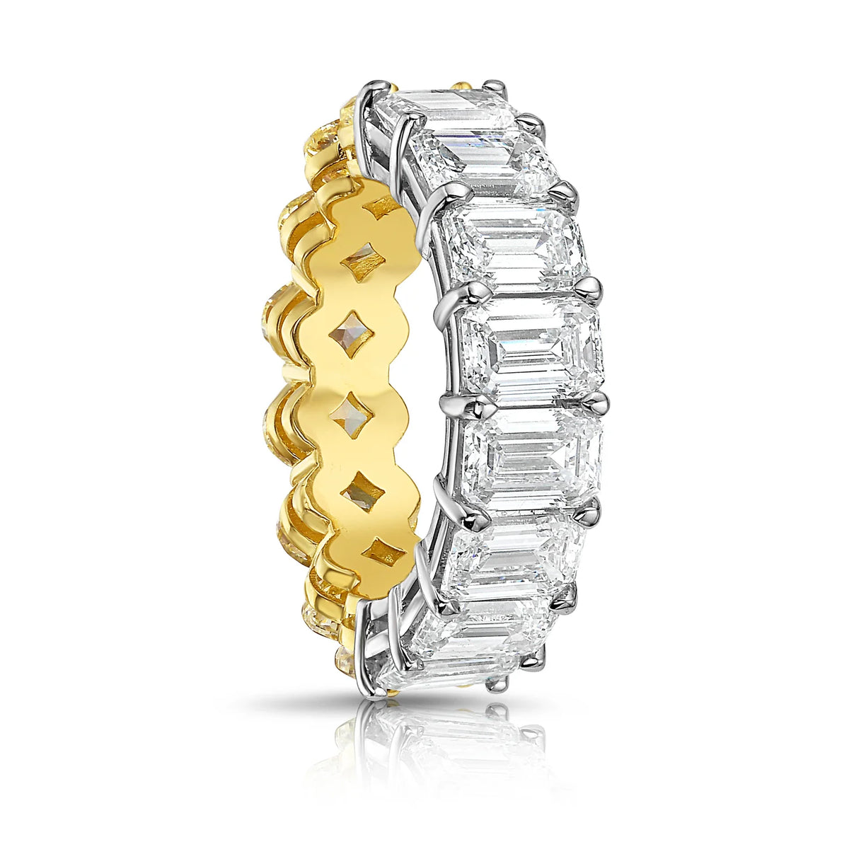7.0ctw Fancy Yellow Oval Diamond & White Emerald Diamond Half Band