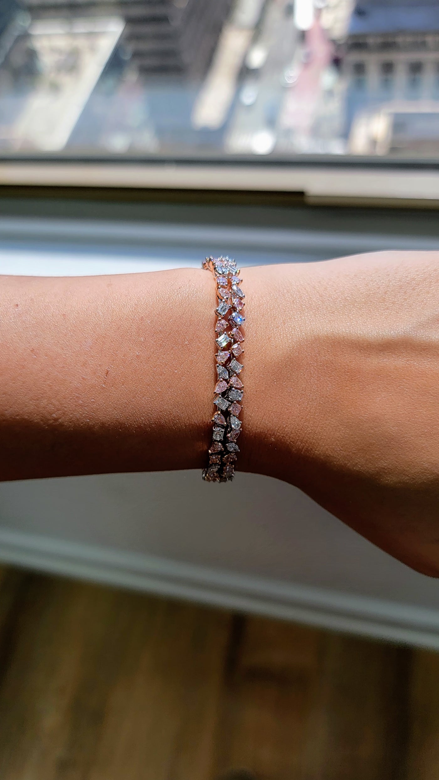 8.58ct Double Row Pink & White Diamond Bracelet