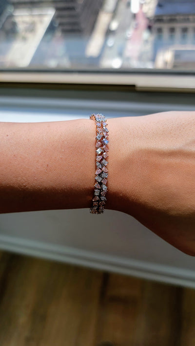 8.58ct Double Row Pink & White Diamond Bracelet