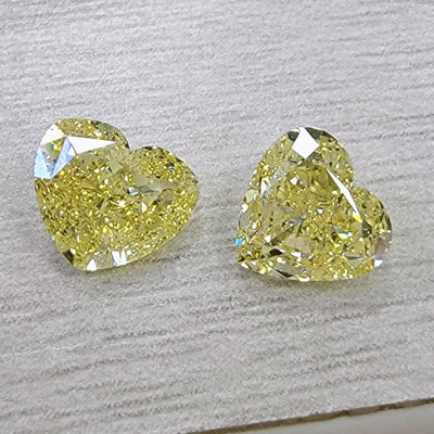 2.00ct & 2.01ct Fancy Yellow Hearts GIA