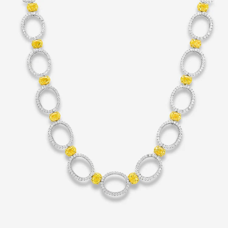 12.88ct Fancy Yellow Oval Diamond Necklace