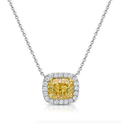 2.01ct Fancy Light Yellow Cushion VVS1 GIA Pendant