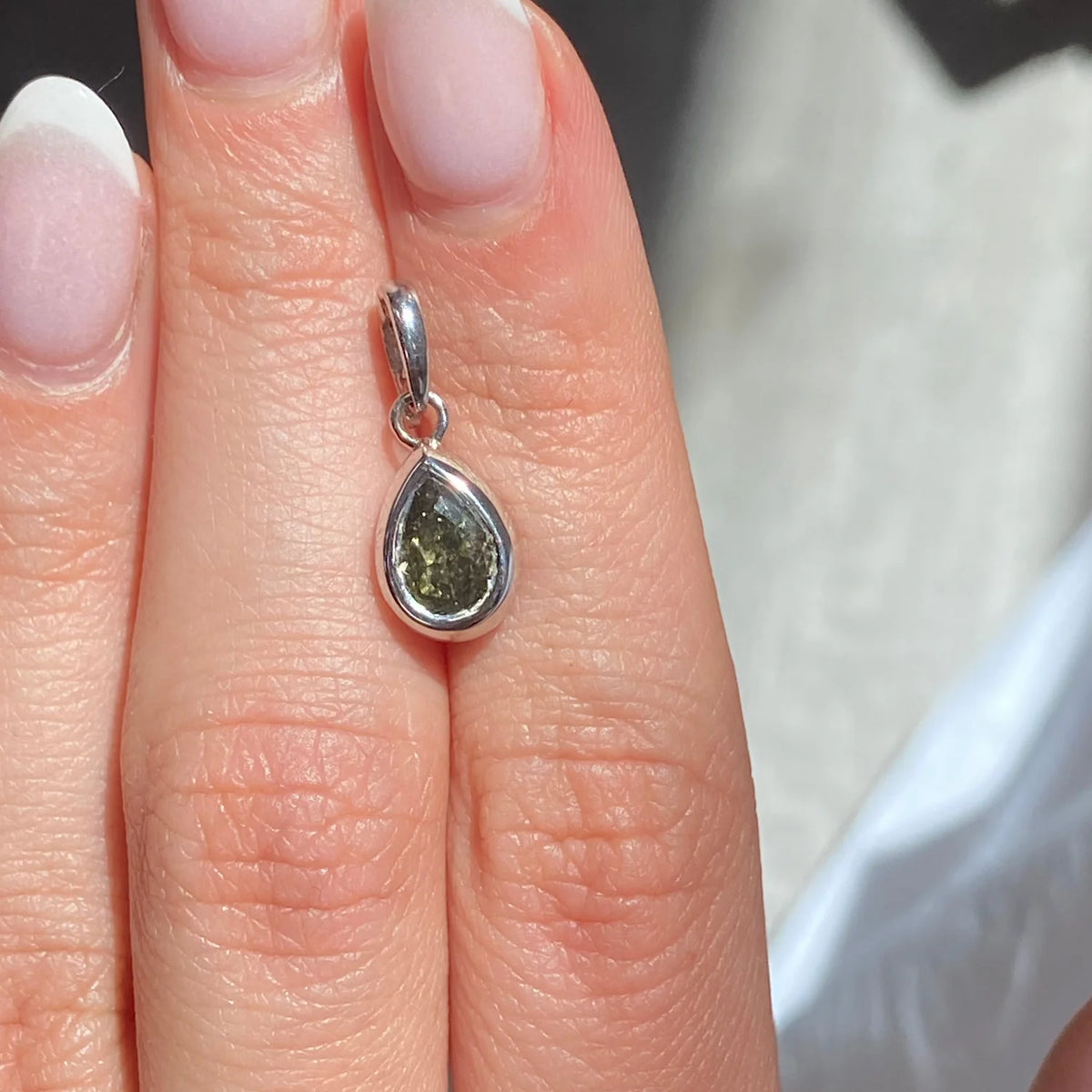 1.01ct Green Chameleon Pear Shape Diamond Charm GIA