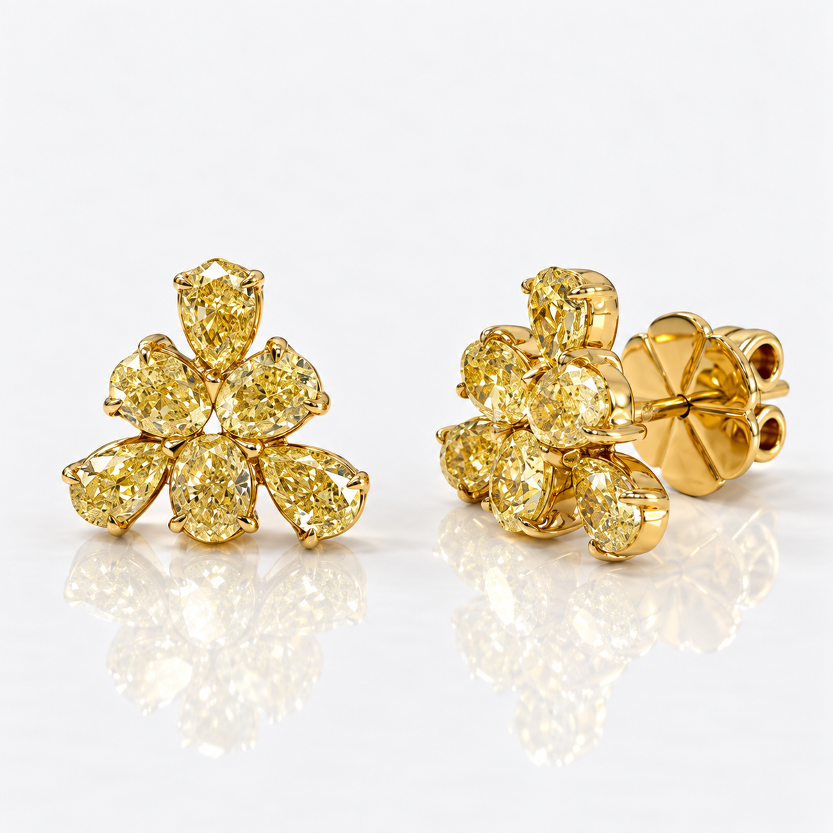 2.66ctw Fancy Yellow Cluster Stud Earrings