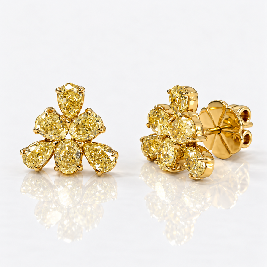 2.66ctw Fancy Yellow Cluster Stud Earrings