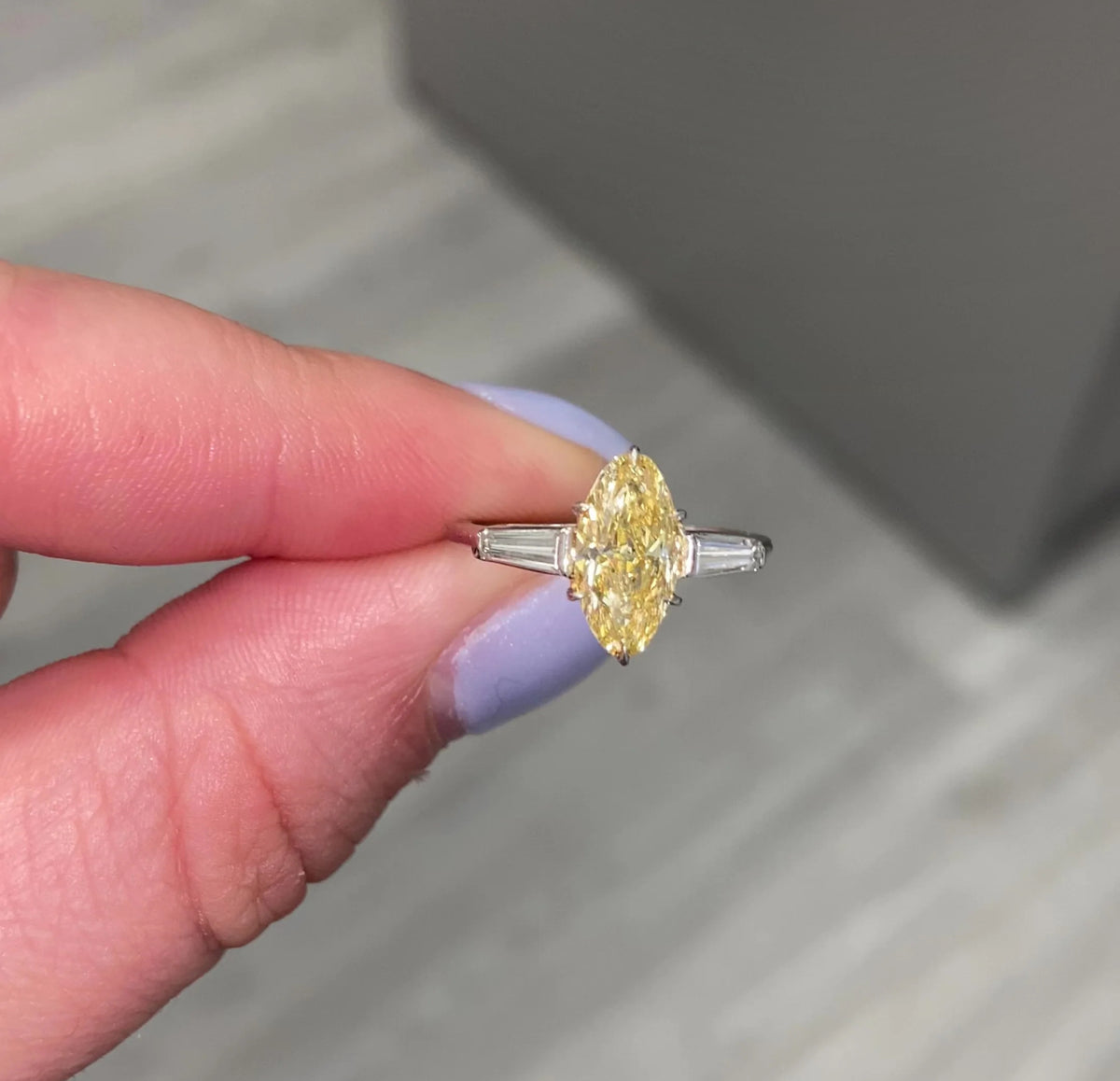 1.40ct Fancy Intense Orangy Yellow Moval Diamond Ring VS1 GIA