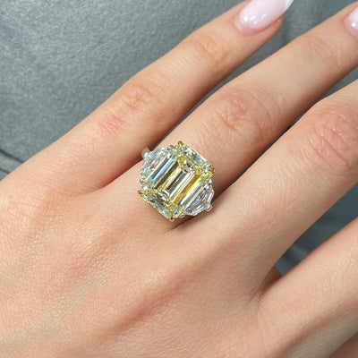 7.36ct Light Yellow Emerald Cut VS1 GIA Ring