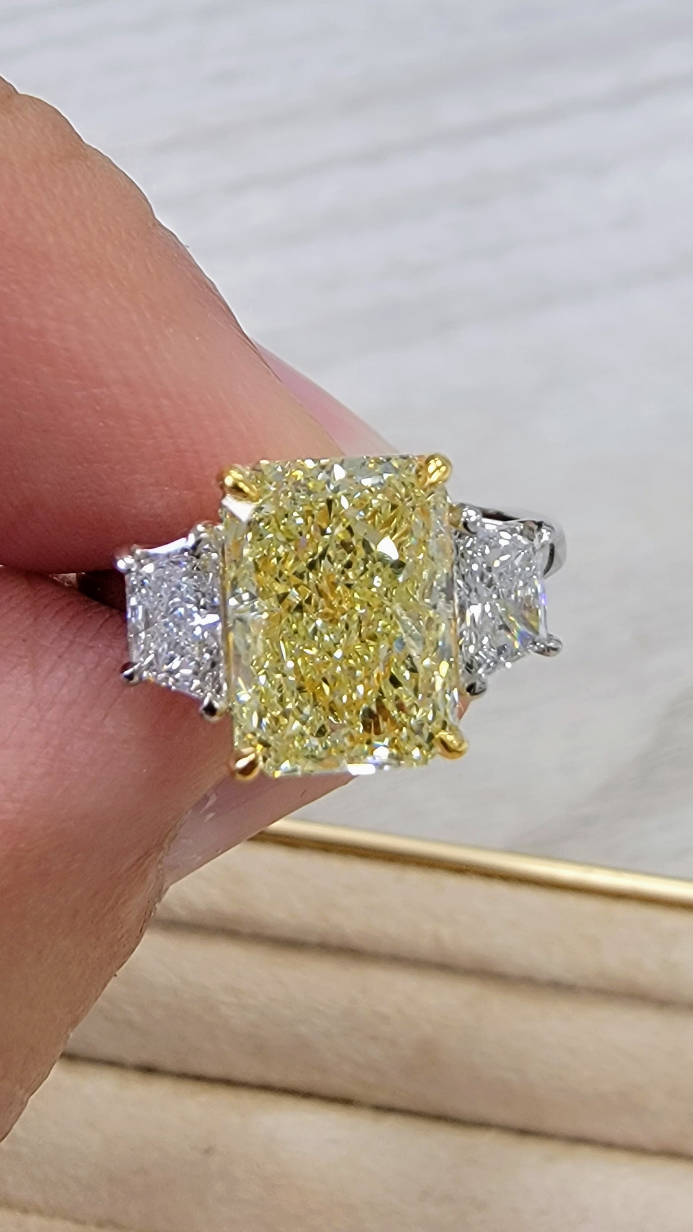 3.02ct Fancy Light Yellow Elongated Radiant VS2 GIA Ring