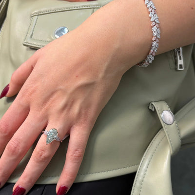 3.05ct Fancy Light Grayish Greenish Yellow Pear SI1 GIA Ring