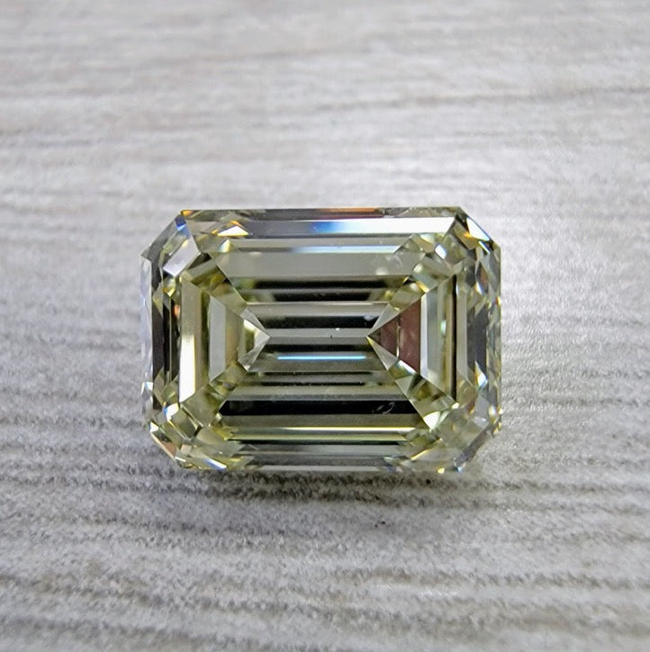 2ct Fancy Light Grayish Greenish Yellow Emerald cut VS1 Diamond GIA