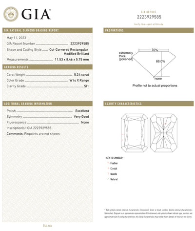 5.24ct Light Yellow Elongated Radiant SI1 GIA